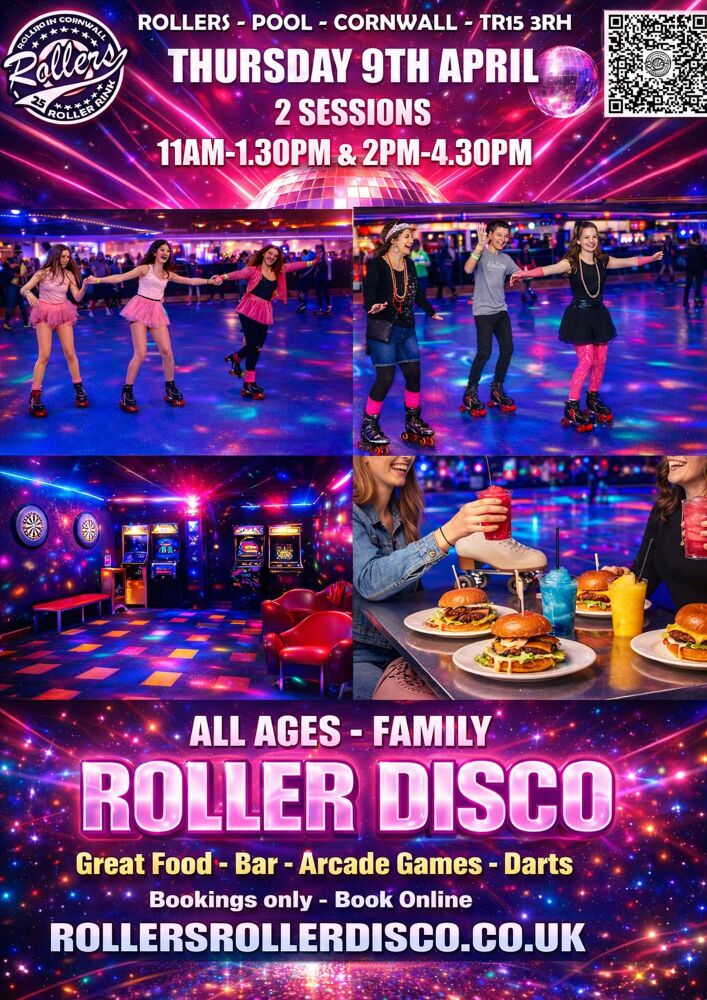Family Roller Disco Thursday 9th April - Rollers Cornwall