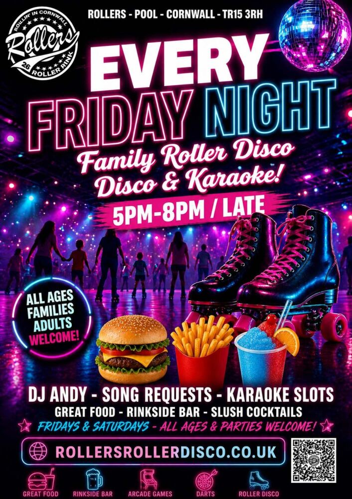 Every Friday - All Ages Roller Disco - Cornwall 2026