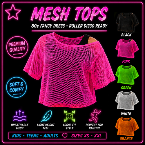 80s Mesh Top Neon Pink S-XXL