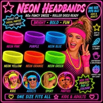 1980s Style Toweling Neon Headband