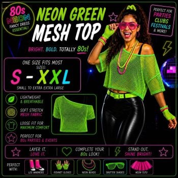 80s Mesh Top - Neon Green S-XXL (8-20)