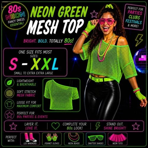 80s Mesh Top - Neon Green S-XXXL (8-20)