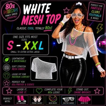 80s Mesh Top - White S-XXL (8-20)