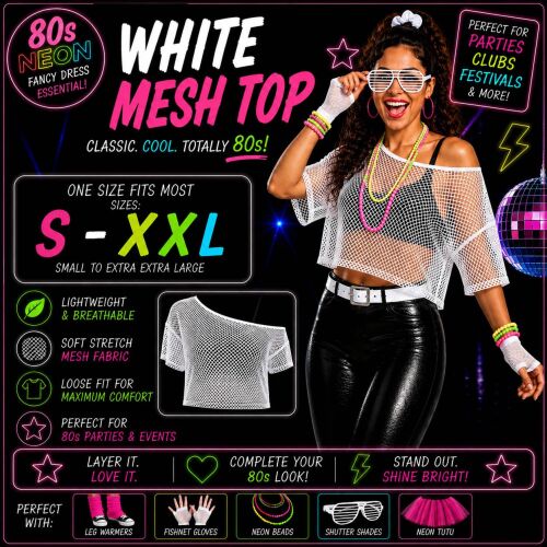 80s Mesh Top - Neon Blue Turquoise S-XXL (8-20)