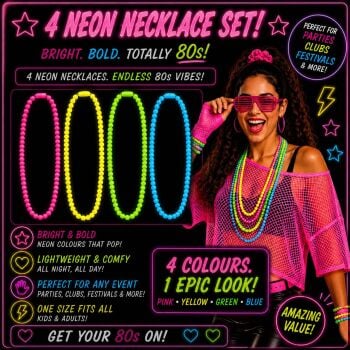 Set of 4 Fluorescent Neon Beads - Necklaces