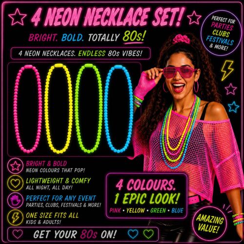 Set of 4 Fluroscent Neon Beads
