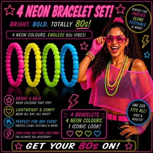 Set of 4 Fluroscent Neon Beads
