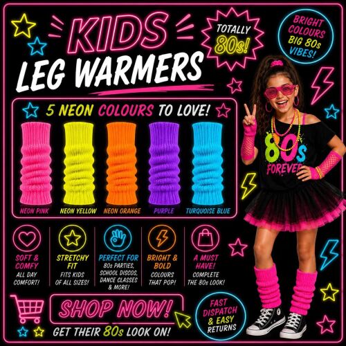 1980s Style Neon Leg Warmers