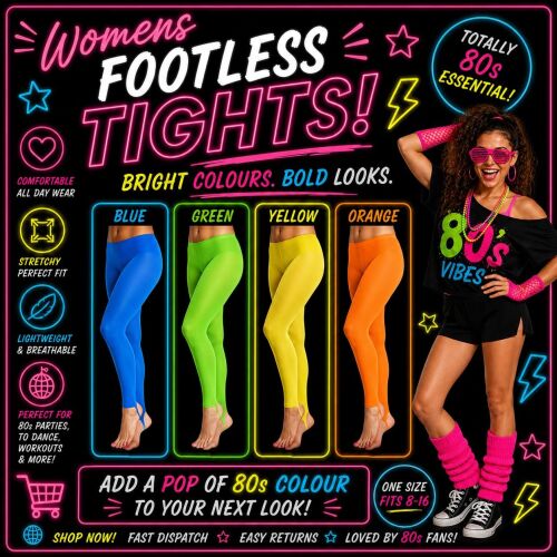 80's Neon PINK Footless Tights