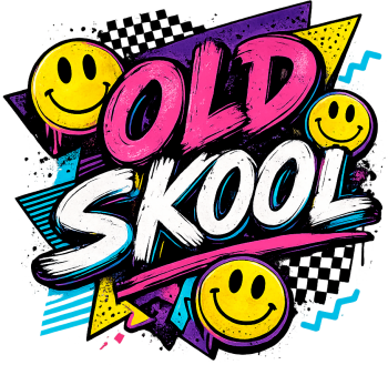 Old Skool Iron on T Shirt Transfer Multi Coloured