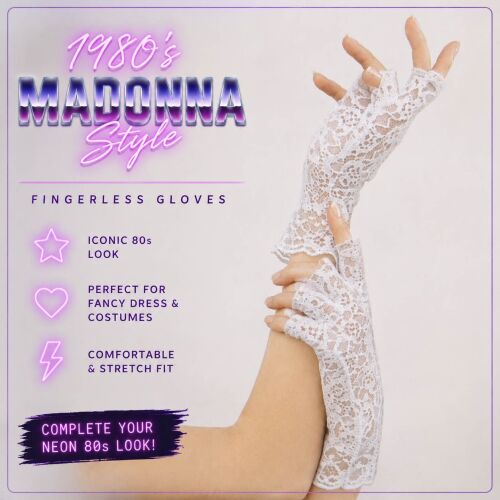 Lace Fingerless Gloves 1980's Madonna Style - White