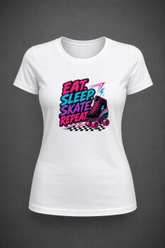 Eat Sleep Skate Repeat - Womens Fitted T Shirt - S-XL