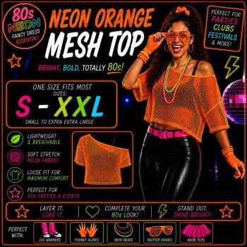 80s Mesh Top - Neon Orange S-L (6-16)