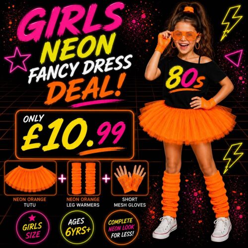 80s Tutu, Neon Leg Warmers & Mesh Gloves Deal