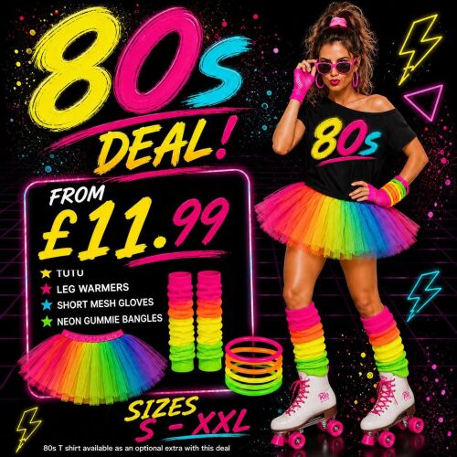 Rainbow Fancy Dress Deal - Tutu - Leg Warmers - Gummie Bangles