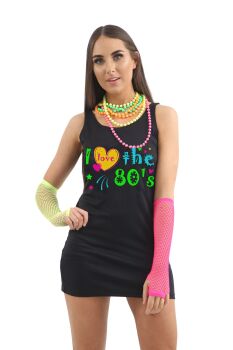WickedFun I Love The 80s Black Vest Dress S-L