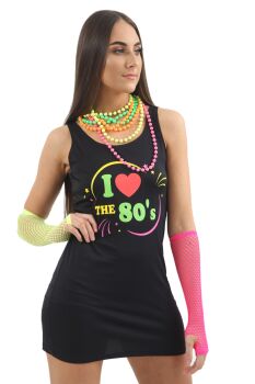 WickedFun I Love The 80s Black Vest Dress S-L