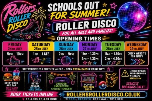 Summer Holidays Roller Disco - Cornwall WK1 v2 Summer Holidays Roller Disco - Cornwall WK1 v2