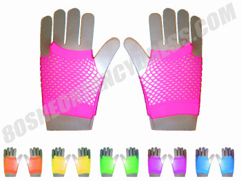 80s Short Mesh Gloves in Various Neon Colours