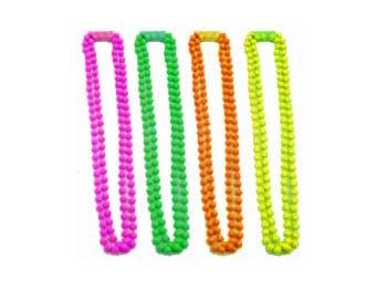 Plastic Neon Beaded Necklace - Various Neon Colours