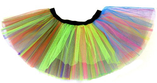 80s Fancy Dress Tutu - Neon Rainbow Colours Size L/XL 12-18