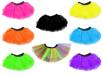 80s Fancy Dress Tutu Various Neon Colours Childs Size