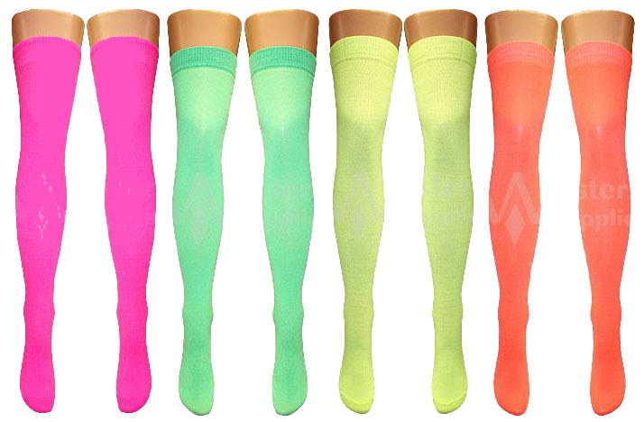 Neon over the hot sale knee socks