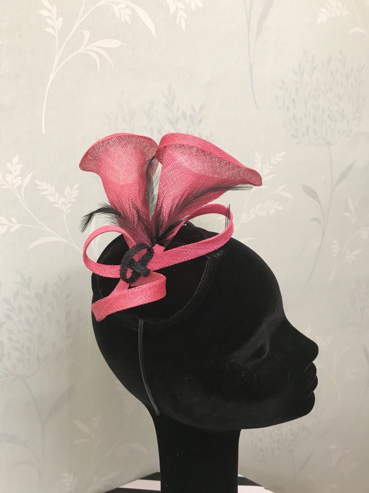 Bespoke black and rose pink fascinator