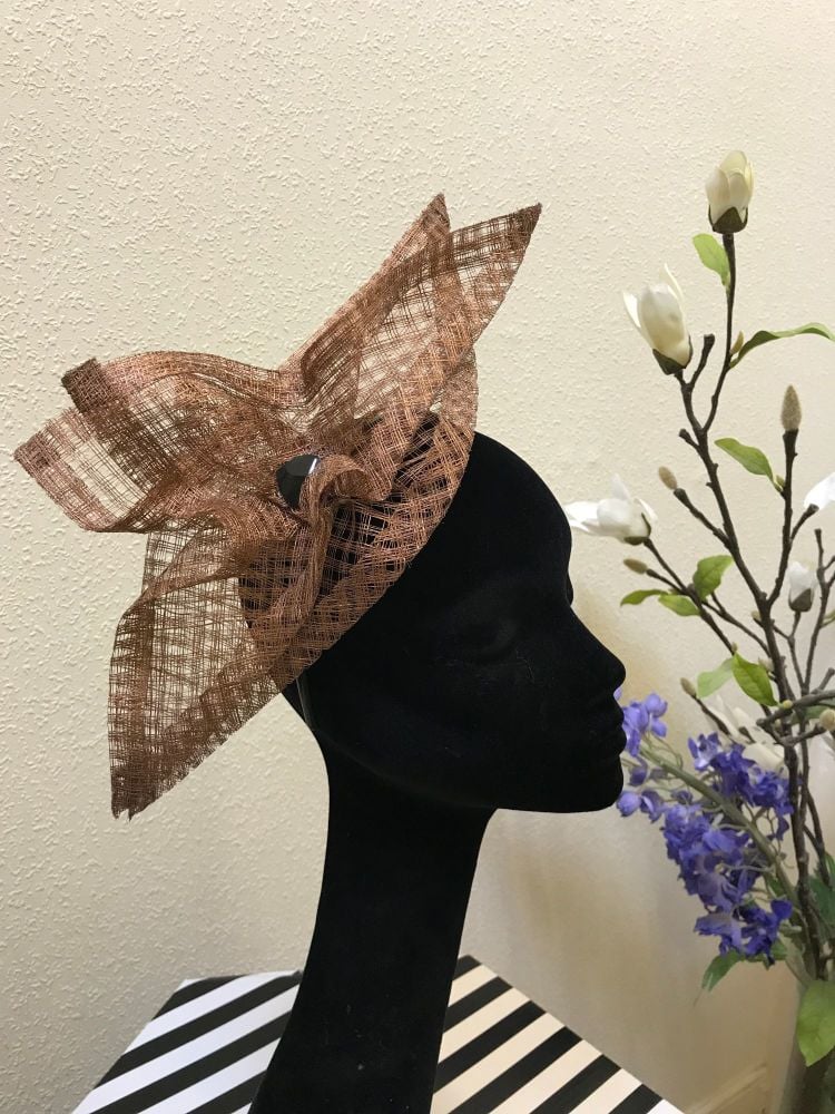 Copper sinamay pointed fascinator