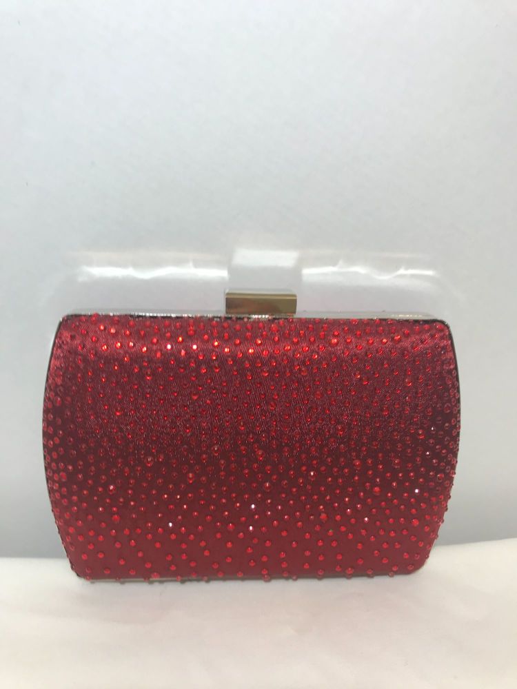 Red small hard case clutch bag