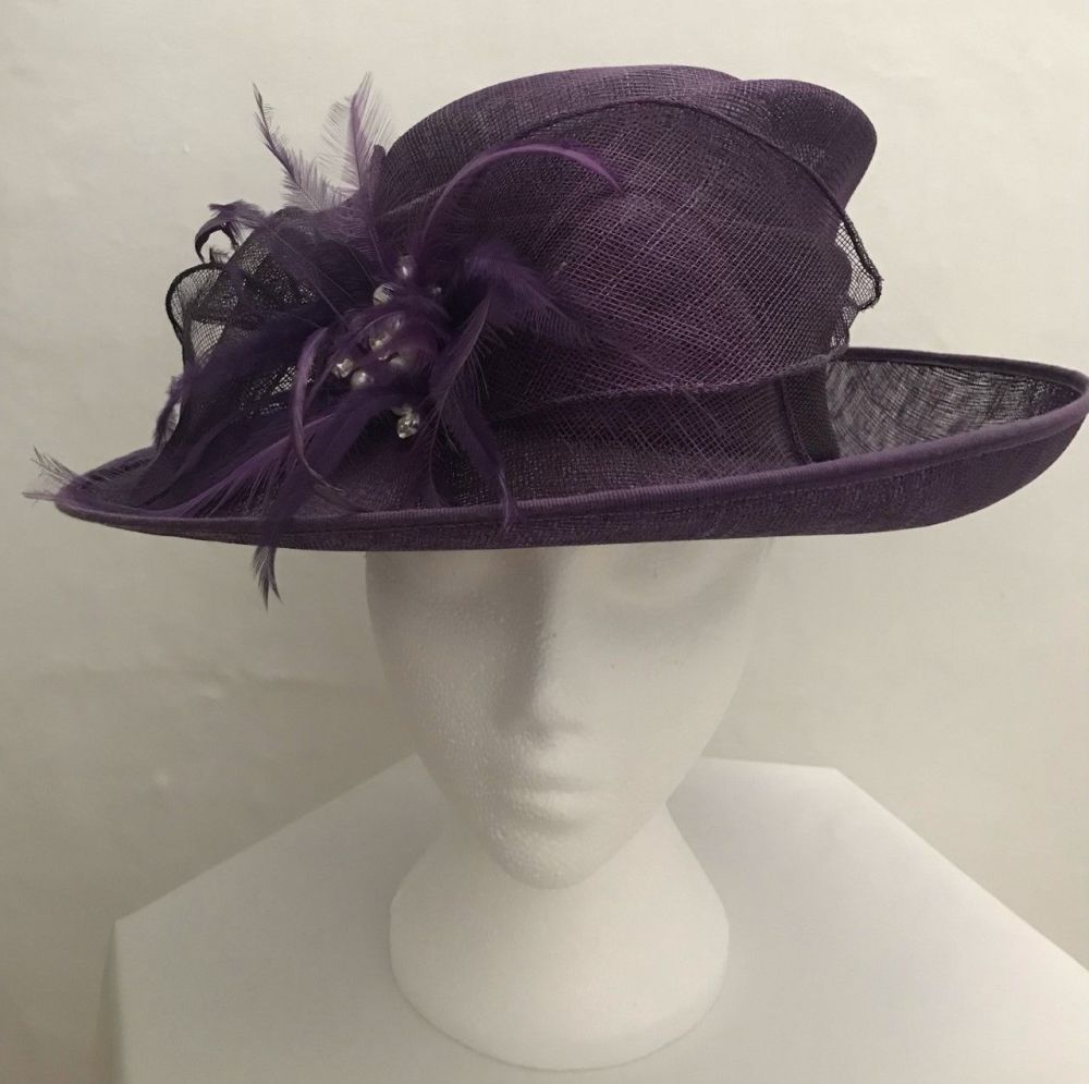 Purple slanted brim hat