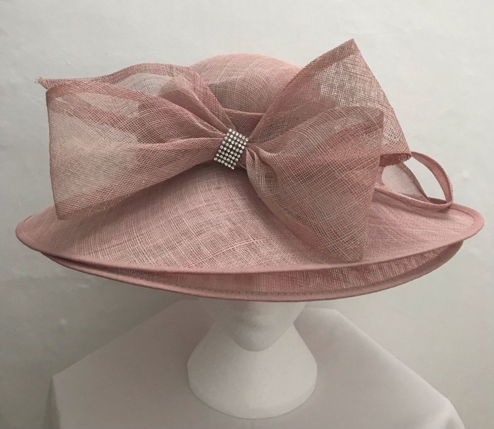 Rose double brim hat with large bow
