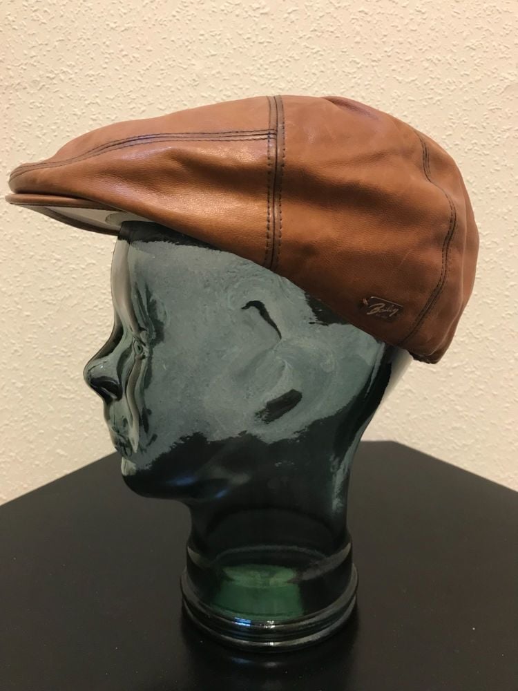 Bailey Tan Leather Glasby Flat Cap