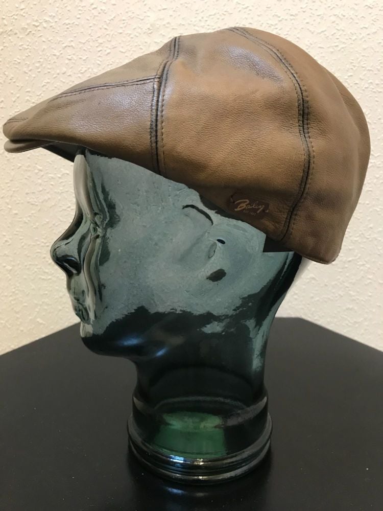 Bailey Olive Leather Glasby Flat Cap