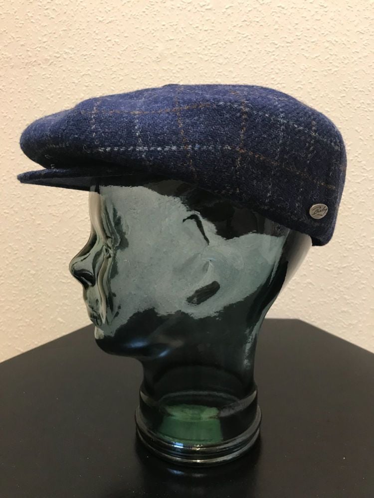 Bailey of Hollywood Light Navy Galvin  Windowpane Plaid Wool Newsboy Cap