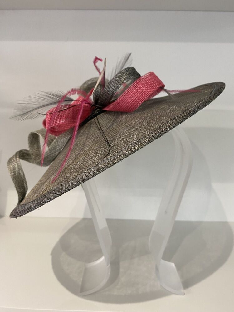 Sage green & raspberry round fascinator