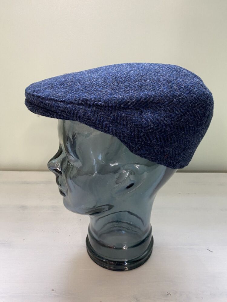 Denton Navy Herringbone Cheshire Flat Cap (BL102)