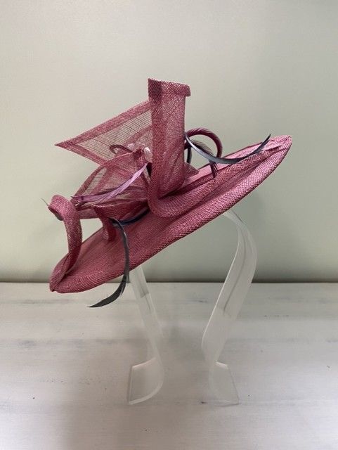 Damson handmade fascinator with contrast fabric lining