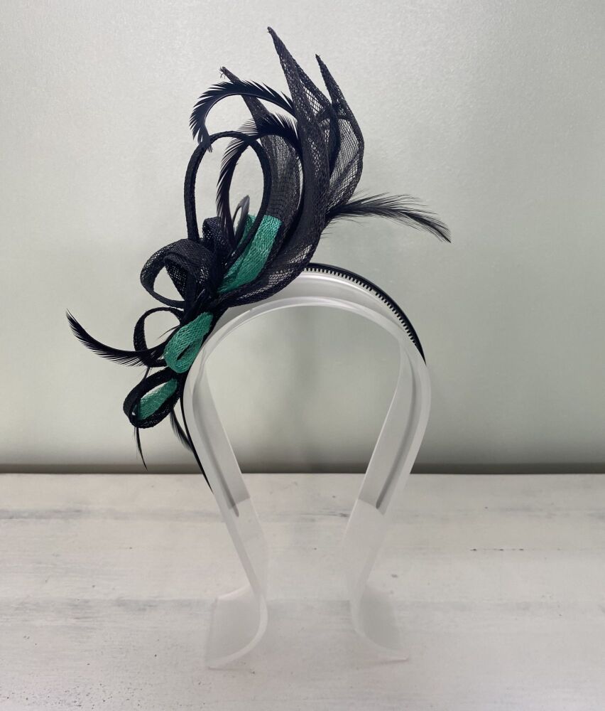 Black & Green handmade fascinator