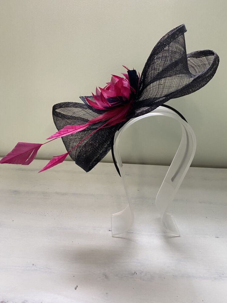 Black & Cerise handmade fascinator