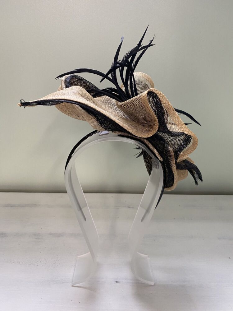 Tan & Black handmade fascinator