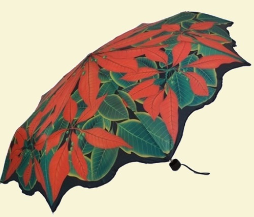Poinsettia Christmas Folding Umbrella