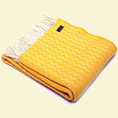 Tweedmill Zigzag Pure New Wool Blanket - Yellow