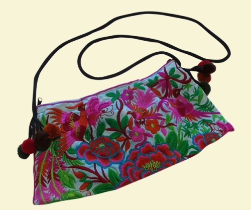 Embroidered Bag - Turquoise Flora and Fauna