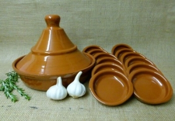Terracotta Tagine and 12 x 10cm Tapas Dish Set
