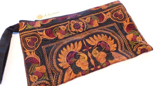 Embroidered Clutch Bag - Mocha