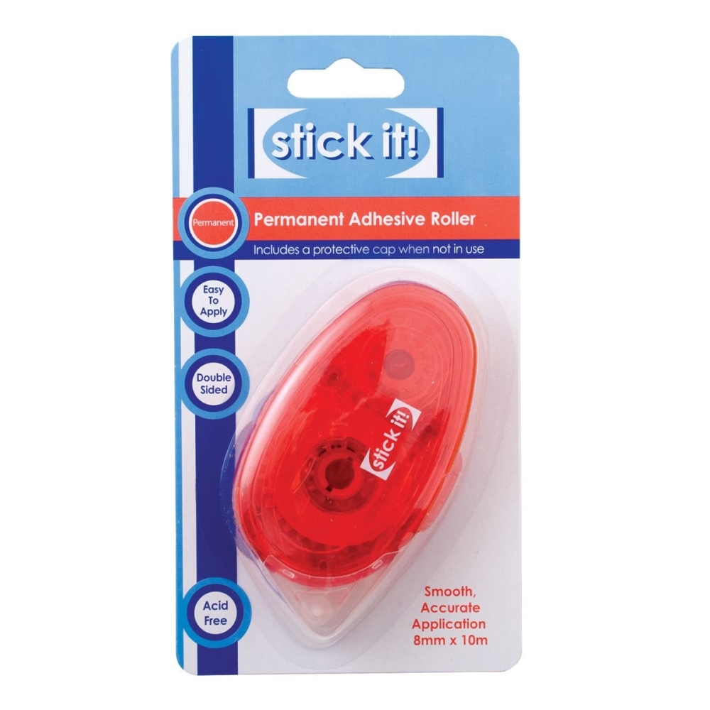 STICK IT PERMANENT ADHESIVE ROLLER,8MM x 10M