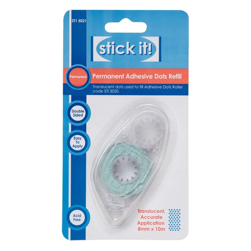 STICK IT PERMANENT ADHESIVE DOTS ROLLER REFILL.