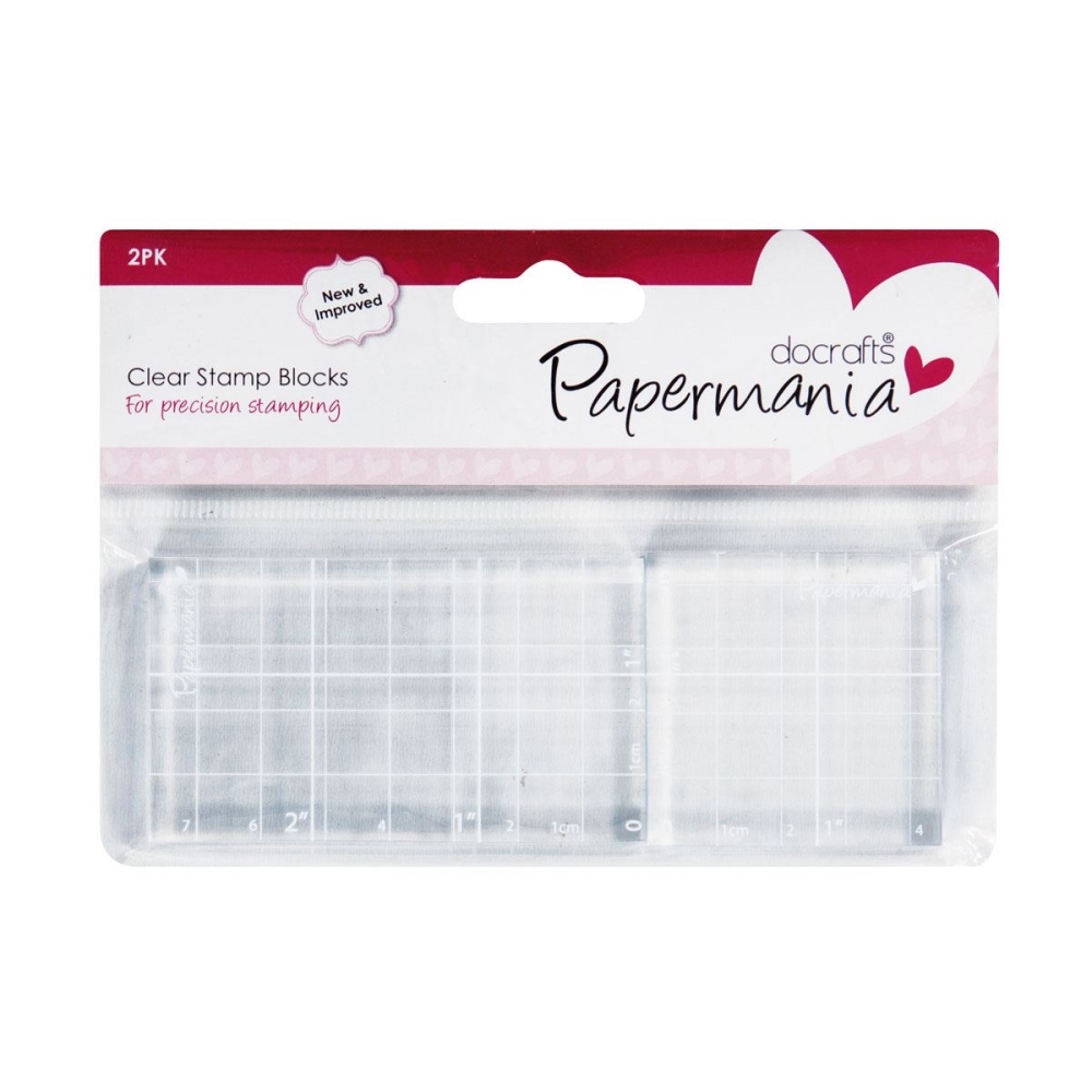 PAPERMANIA CLEAR STAMP BLOCK 1 3/4" x3" & 1 3/4" x 1 3/4". MRRP £5.00 our price £3.99