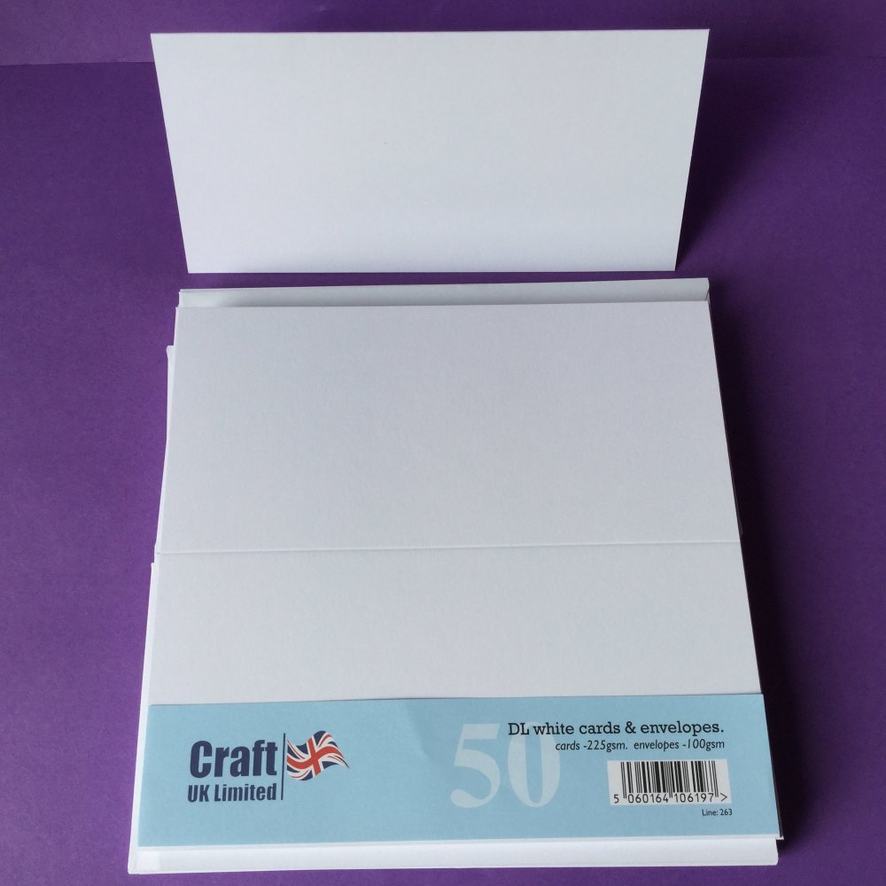 Card & Envelope Pack DL White pk o f50 cards-225gsm,envelopes-100gsm  line no 263